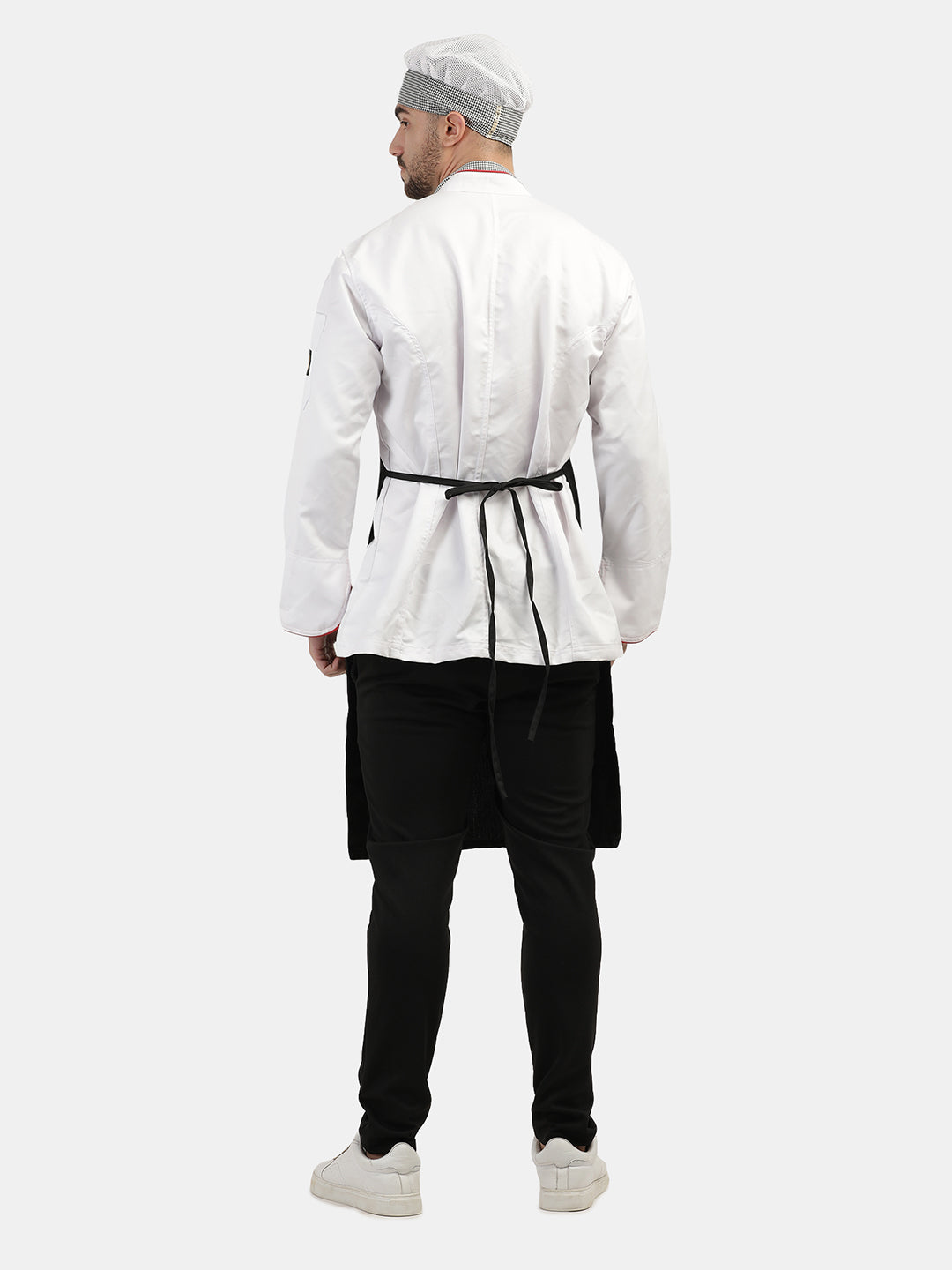 BLACK CONTRAST CHECK LONG APRON