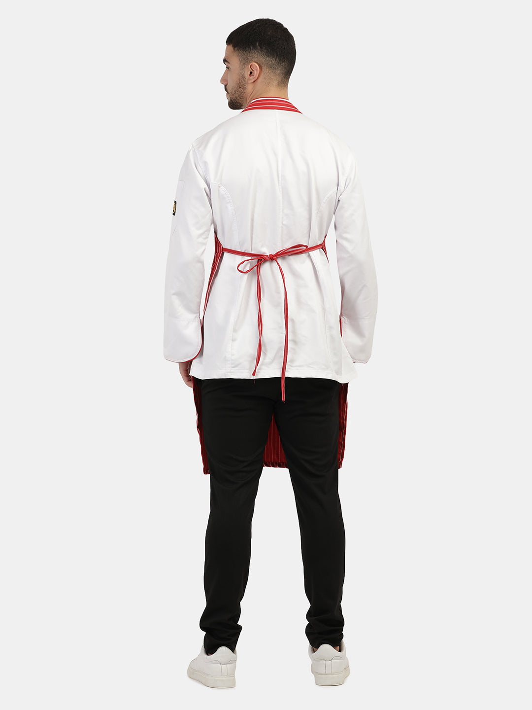 RED STRIPE LONG APRON