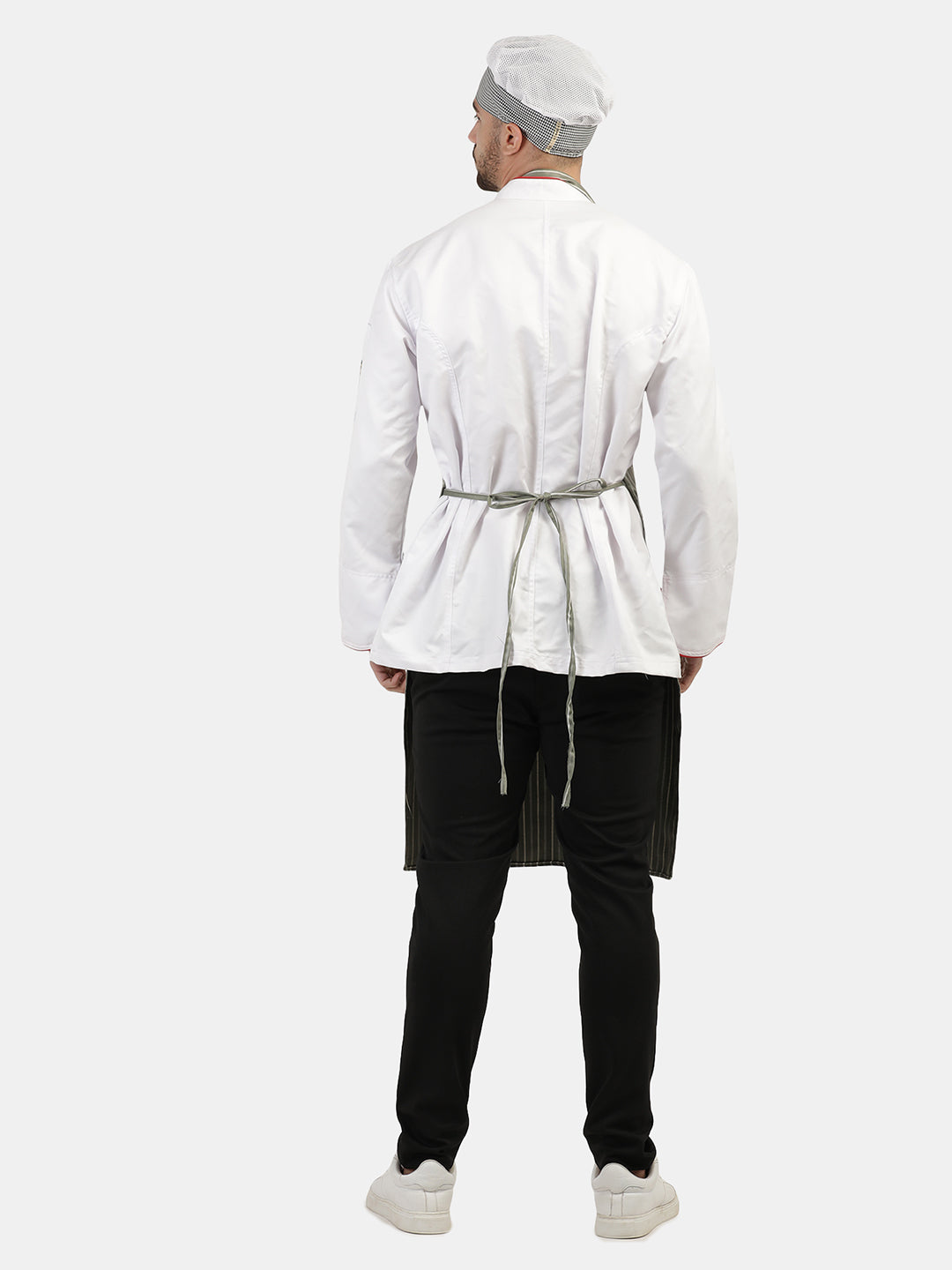 GREEN STRIPE LONG APRON