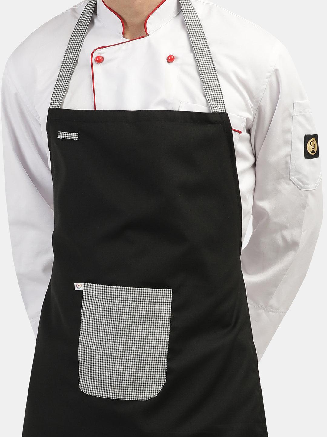 BLACK CONTRAST CHECK LONG APRON