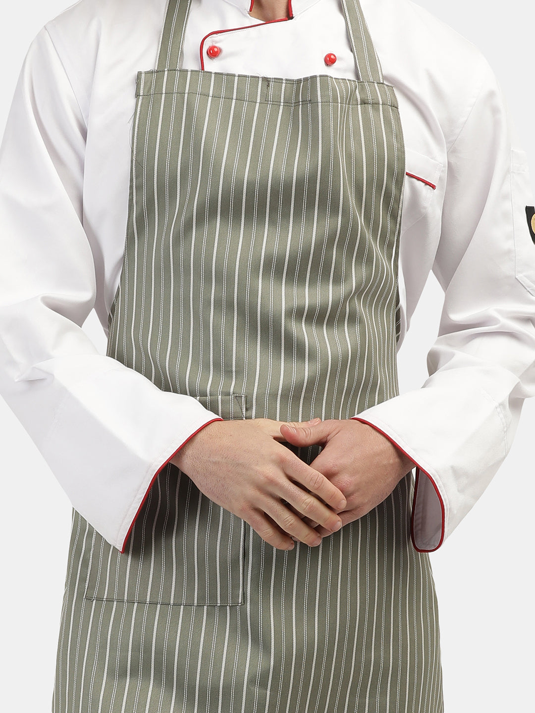 GREEN STRIPE LONG APRON