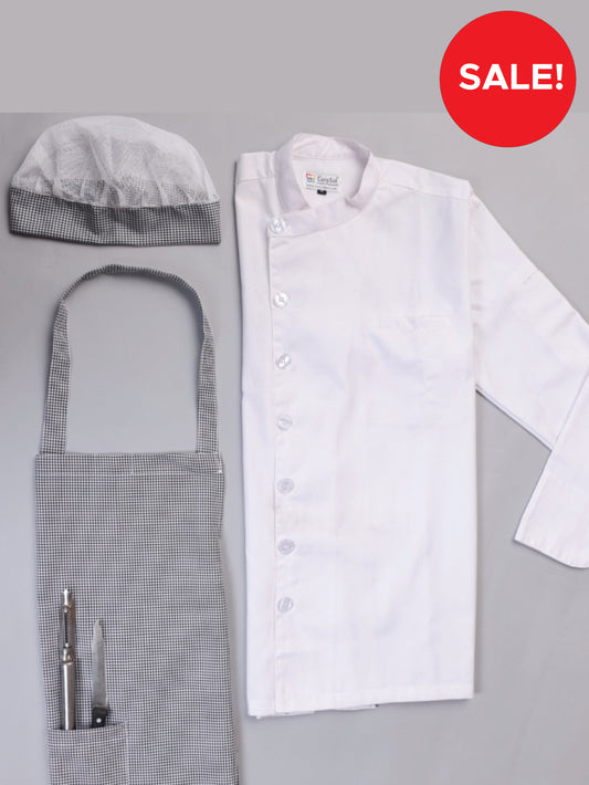 Chef Kit white ( Chef Jacket + Apron + Headcap)