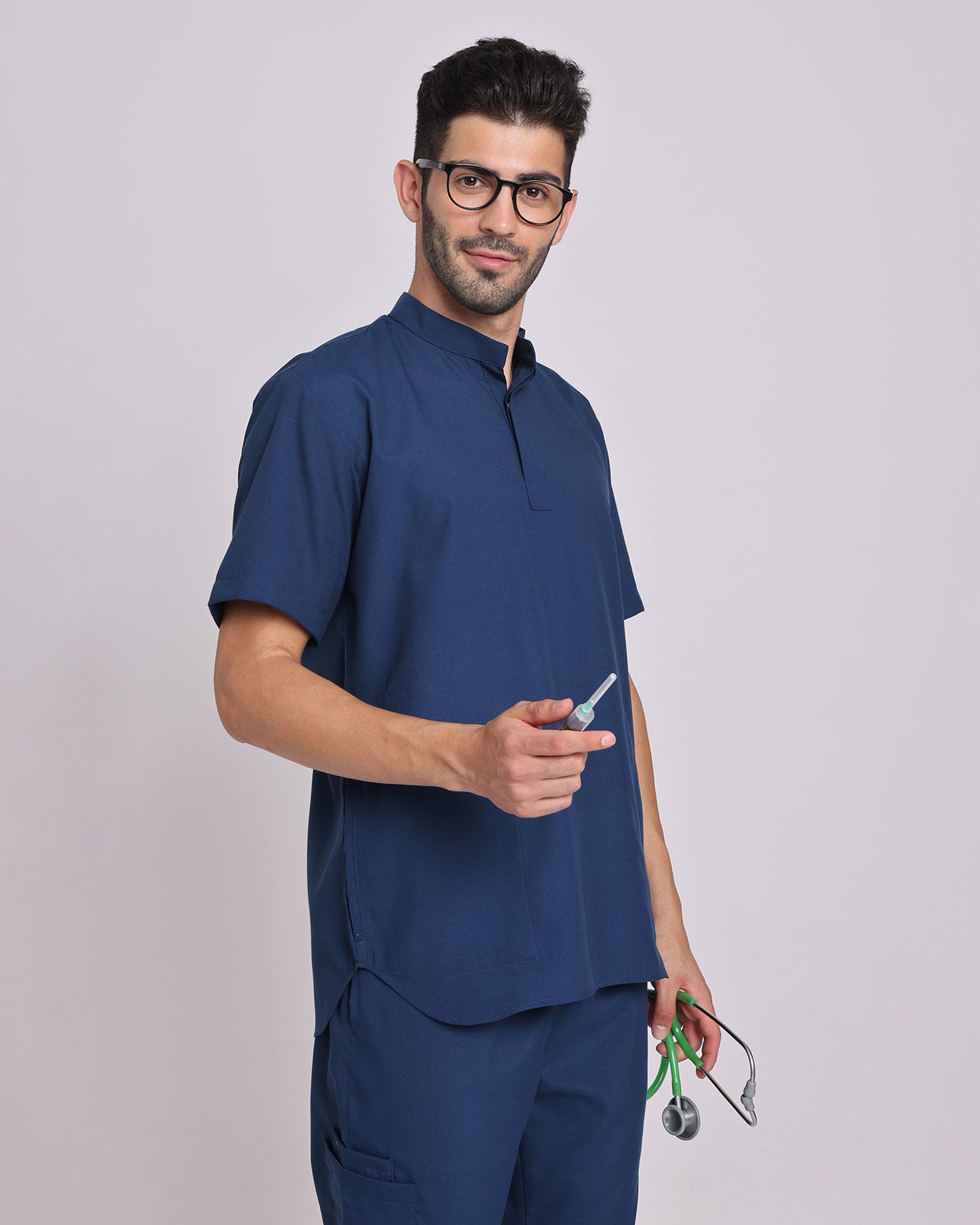 Spunny Chinese Collar Scrub Navy Blue