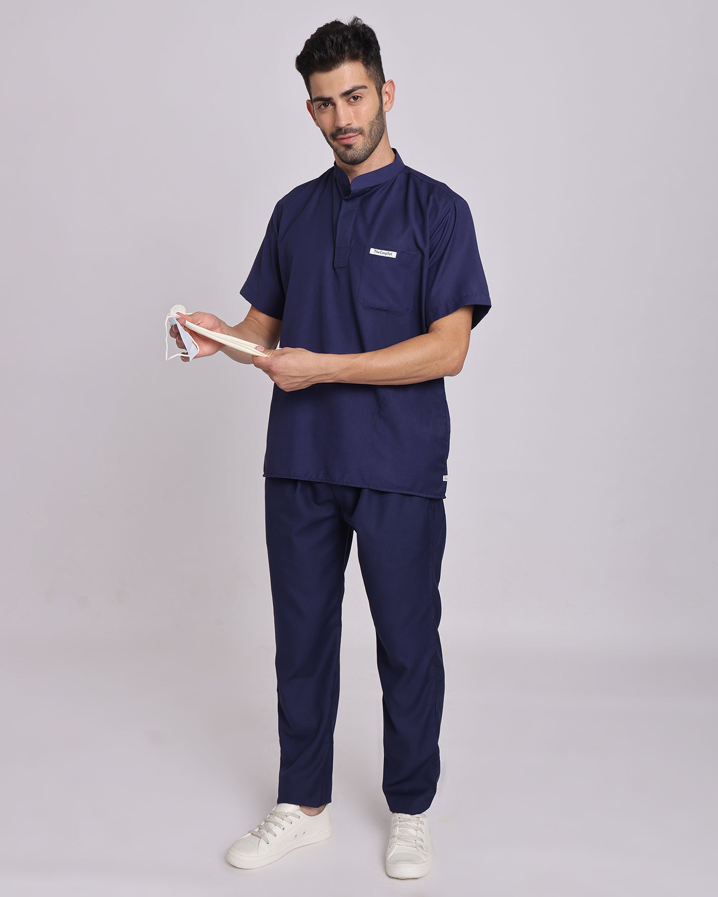 Spunny Chinese Collar Scrub Blue