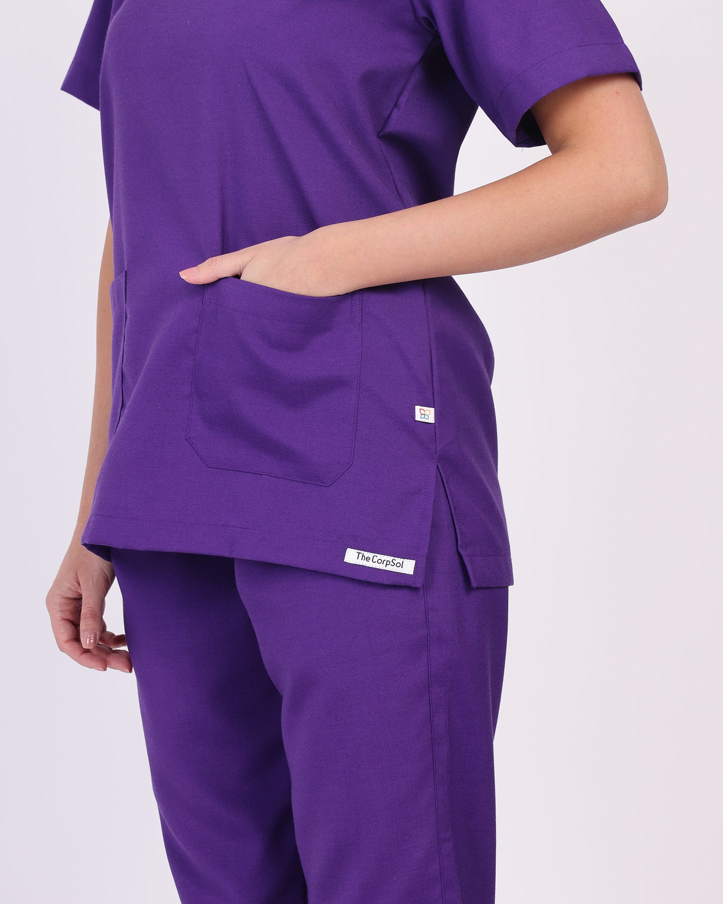 V neck Scrub suit set purple