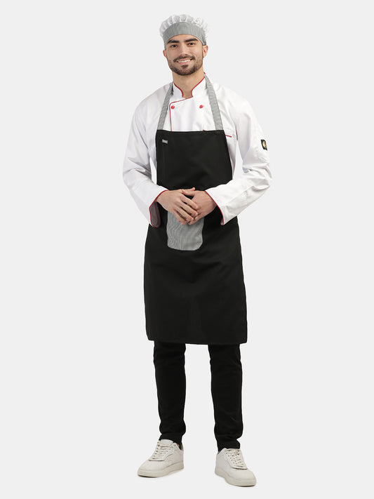 BLACK CONTRAST CHECK LONG APRON