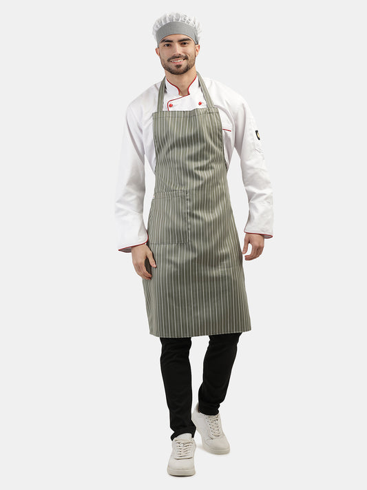 GREEN STRIPE LONG APRON