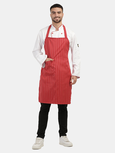 RED STRIPE LONG APRON