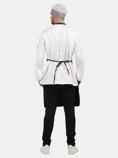 BLACK CONTRAST STRIPE LONG APRON