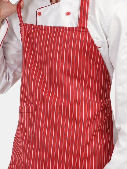 RED STRIPE LONG APRON