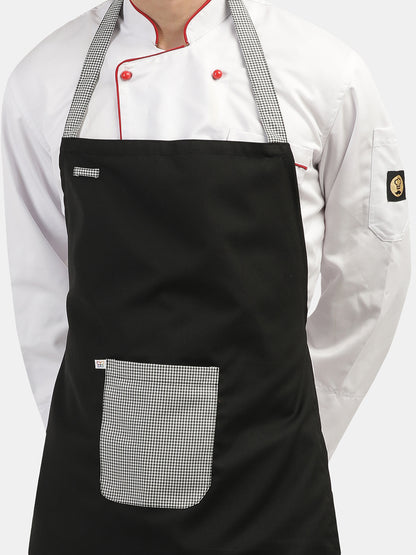 BLACK CONTRAST CHECK LONG APRON