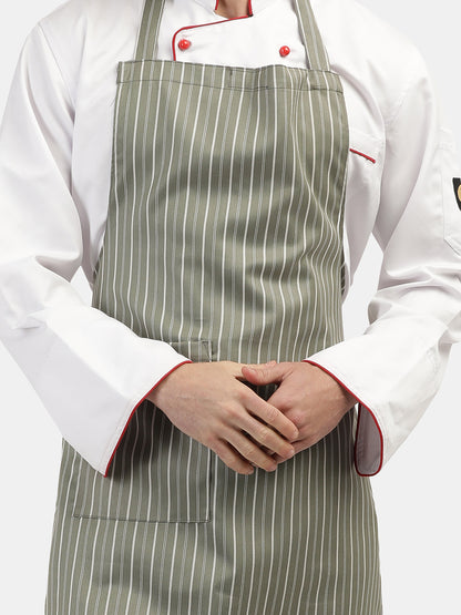 GREEN STRIPE LONG APRON