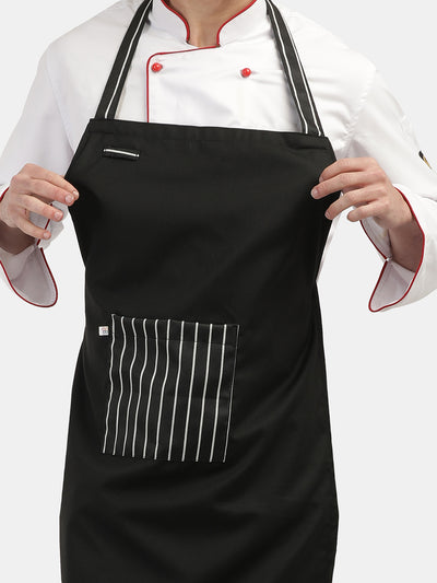 BLACK CONTRAST STRIPE LONG APRON hover