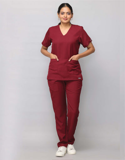 Spunny Scrub Top Maroon