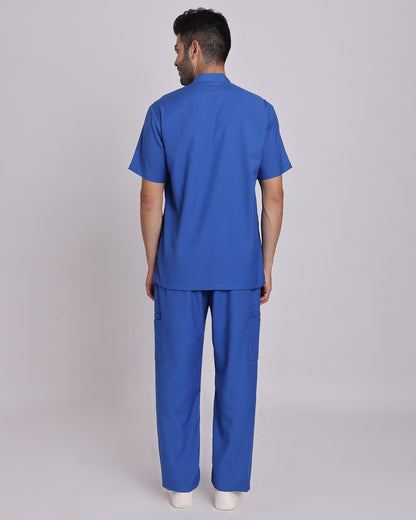 Spunny Chinese Collar Scrub Sky Blue