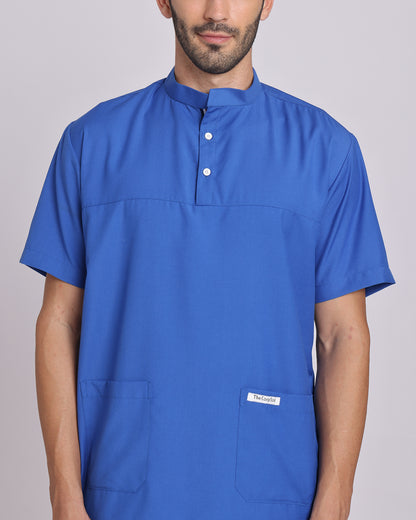 Spunny Chinese Collar Scrub Sky Blue