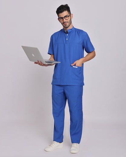 Spunny Chinese Collar Scrub Sky Blue