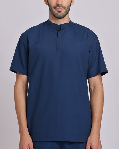 Spunny Chinese Collar Scrub Navy Blue