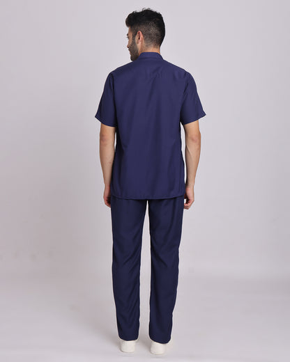 Spunny Chinese Collar Scrub Blue