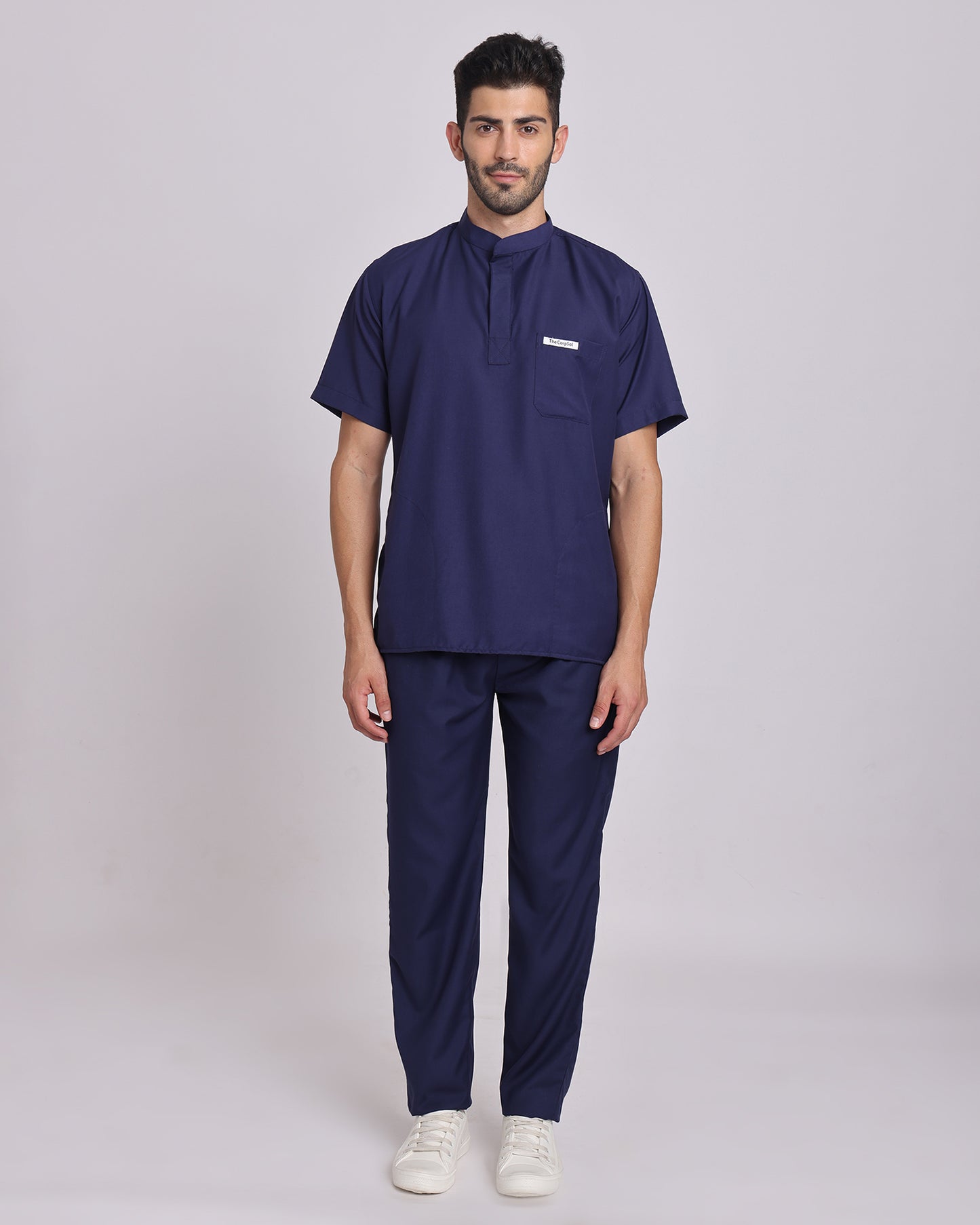 Spunny Chinese Collar Scrub Blue