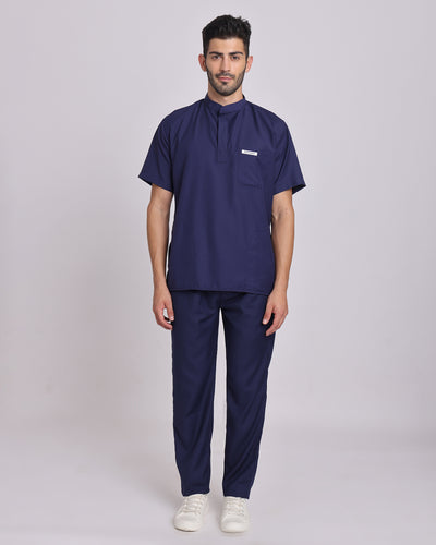 Spunny Chinese Collar Scrub Blue hover