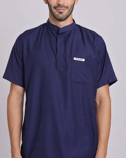 Spunny Chinese Collar Scrub Blue