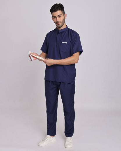 Spunny Chinese Collar Scrub Blue