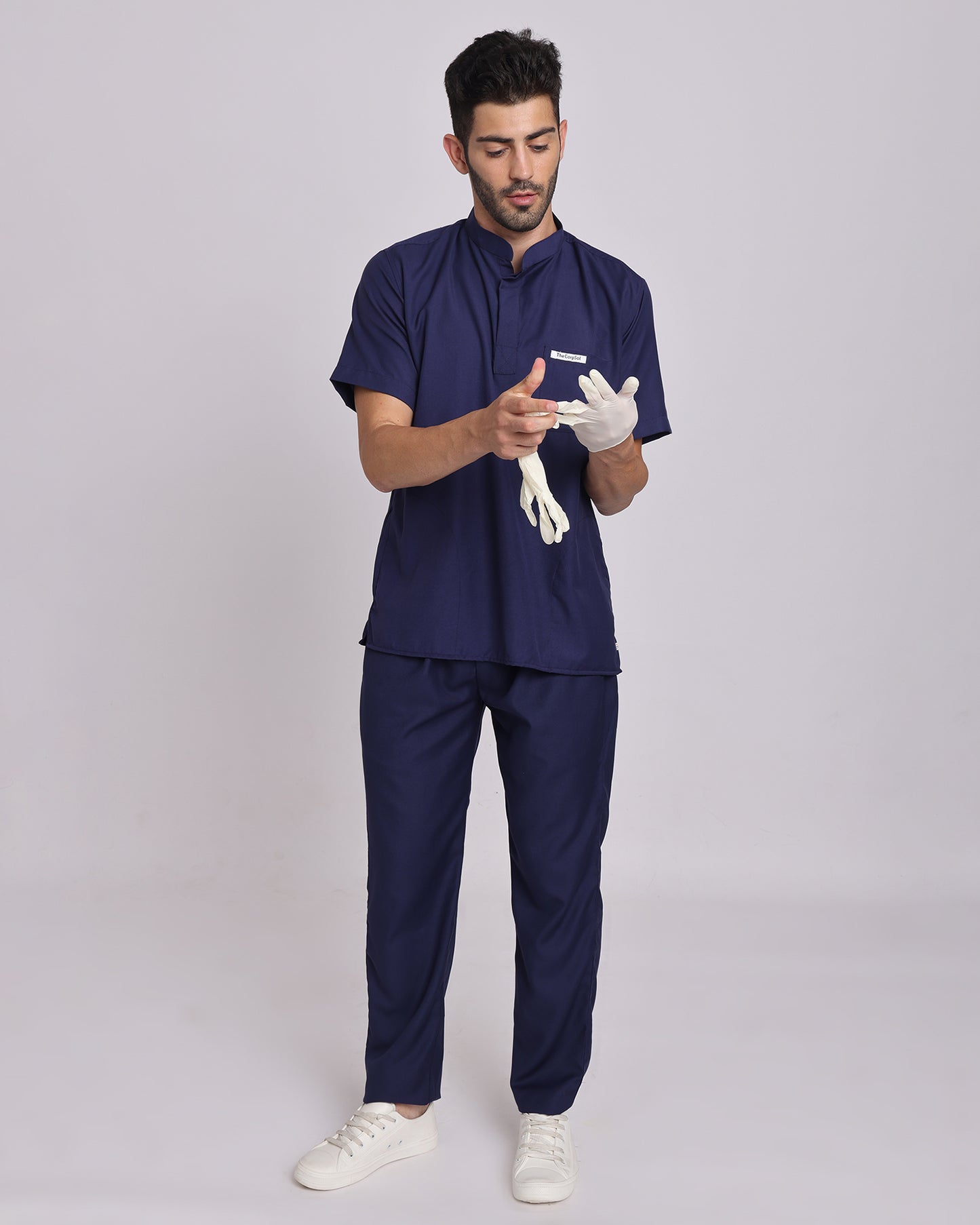 Spunny Chinese Collar Scrub Blue