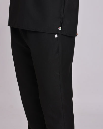 Spunny Chinese Collar Scrub Black