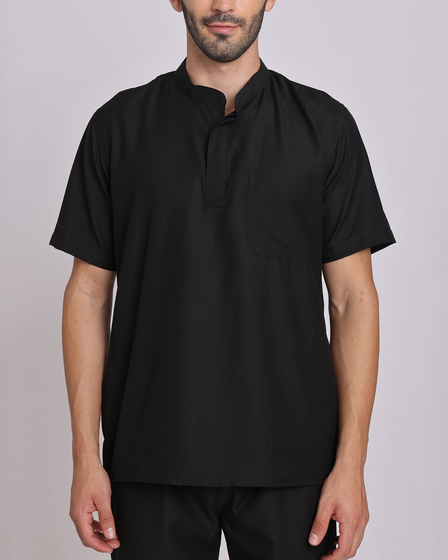 Spunny Chinese Collar Scrub Black