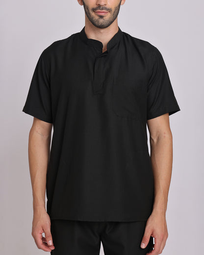 Spunny Chinese Collar Scrub Black