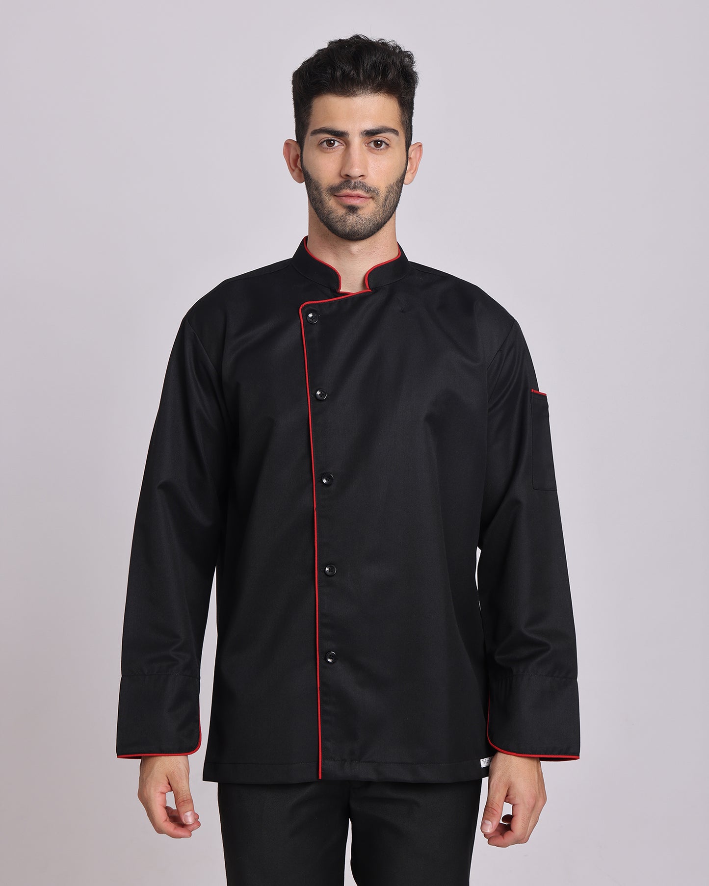 Black Chef Jacket with Red Contrast Piping