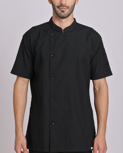 Black Half Sleeve Chef Jacket hover