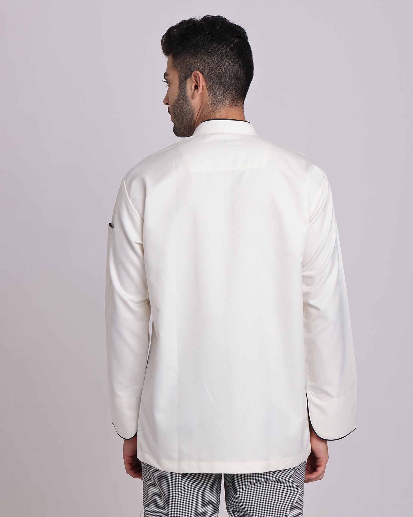 White  Chef Jacket with Black Contrast Piping
