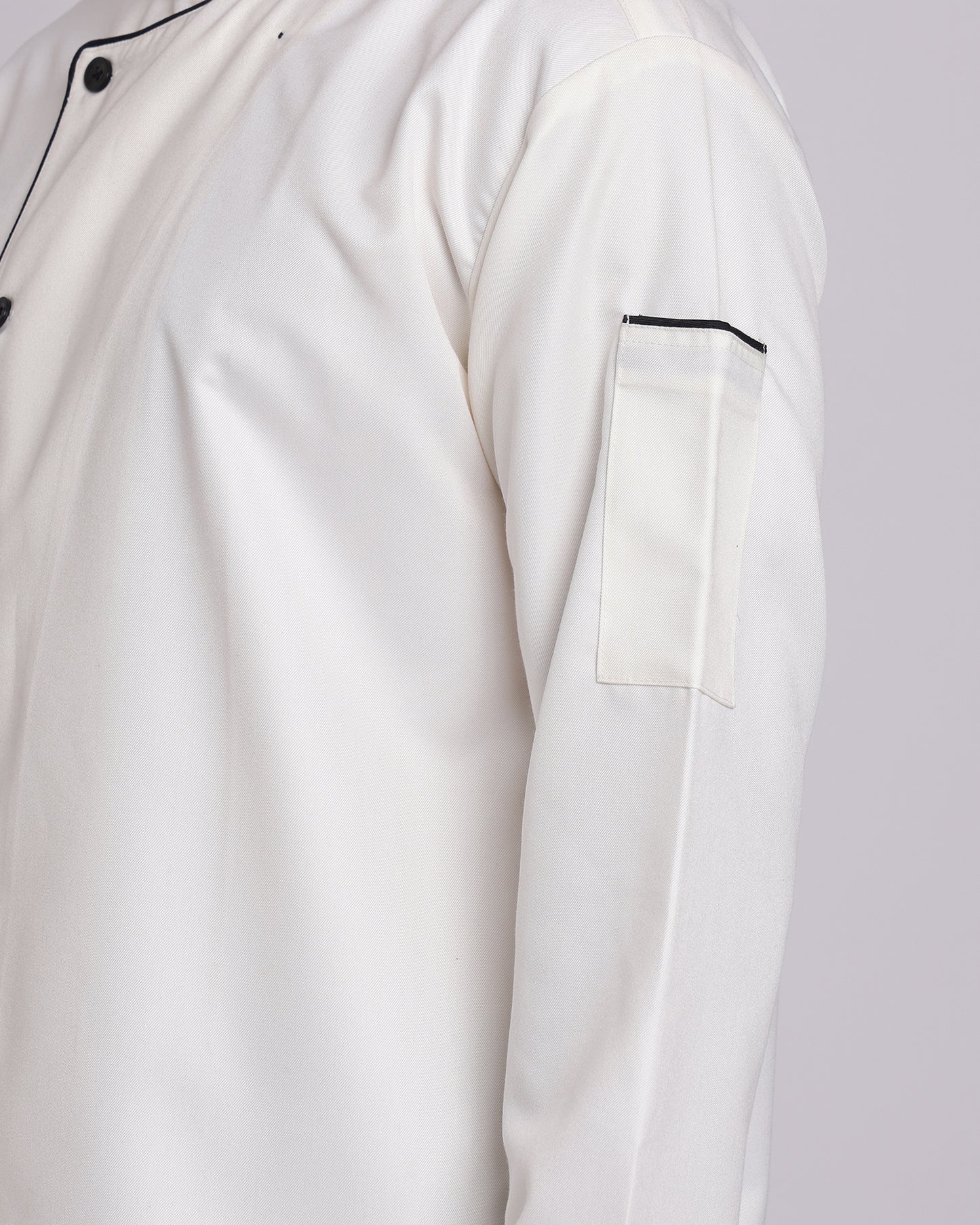 White  Chef Jacket with Black Contrast Piping