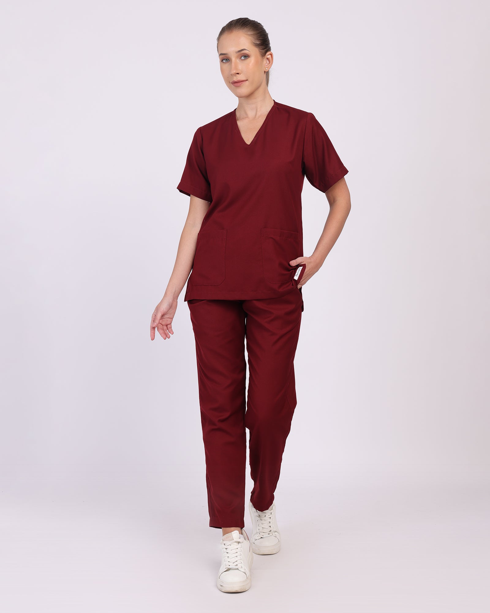 V neck Scrub suit set Maroon