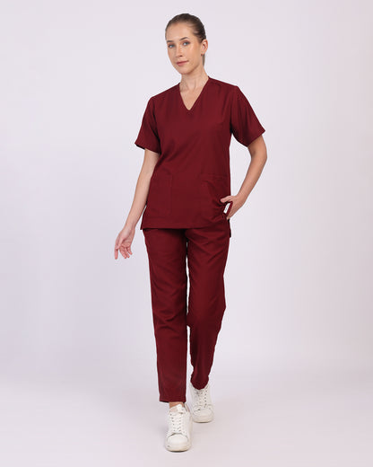V neck Scrub suit set Maroon