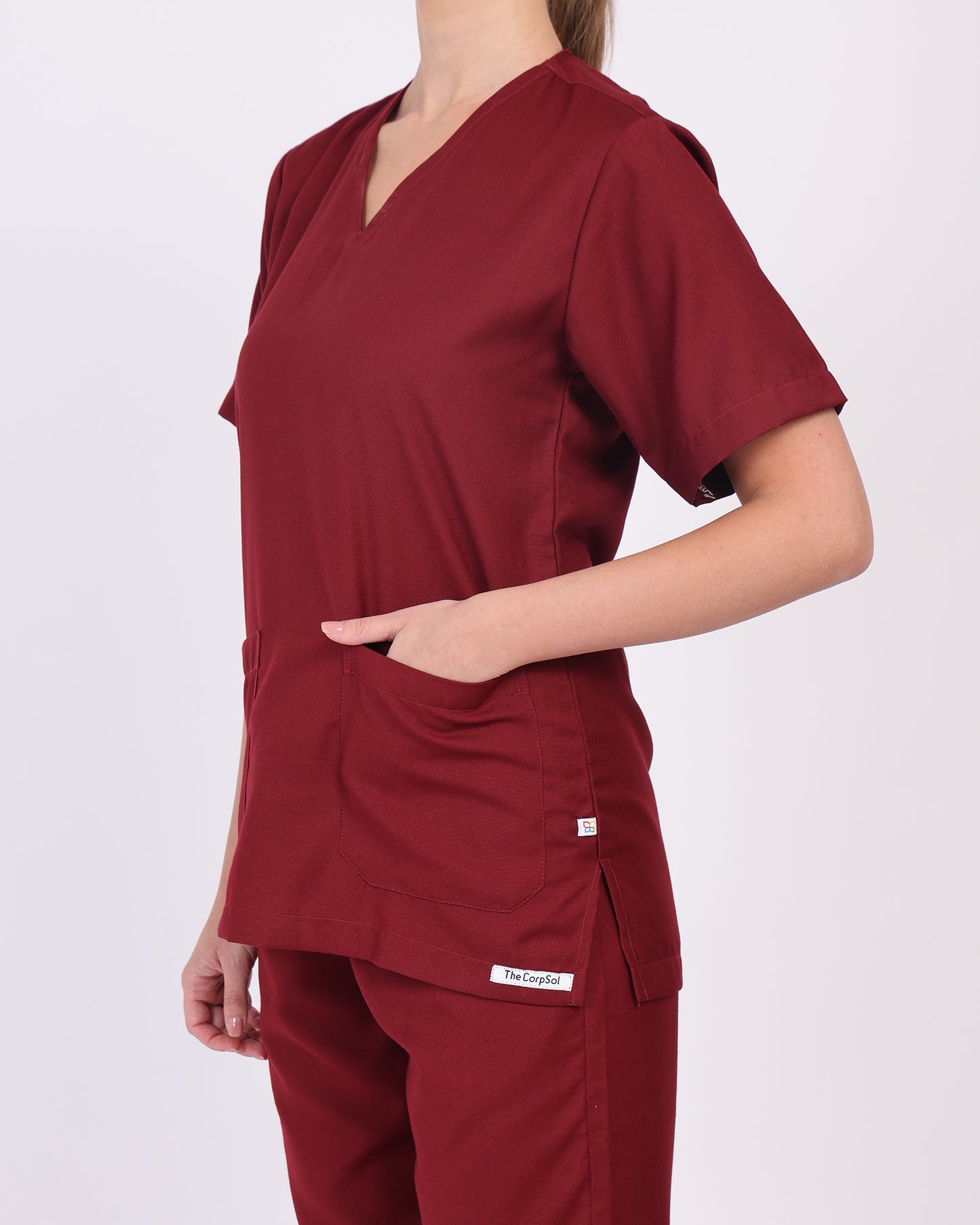 V neck Scrub suit set Maroon