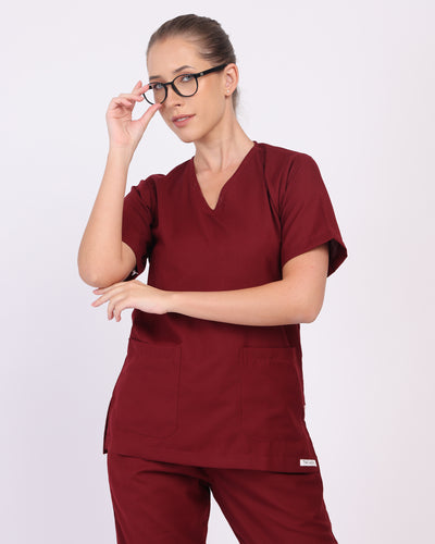 V neck Scrub suit set Maroon hover