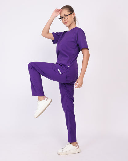 V neck Scrub suit set  purple